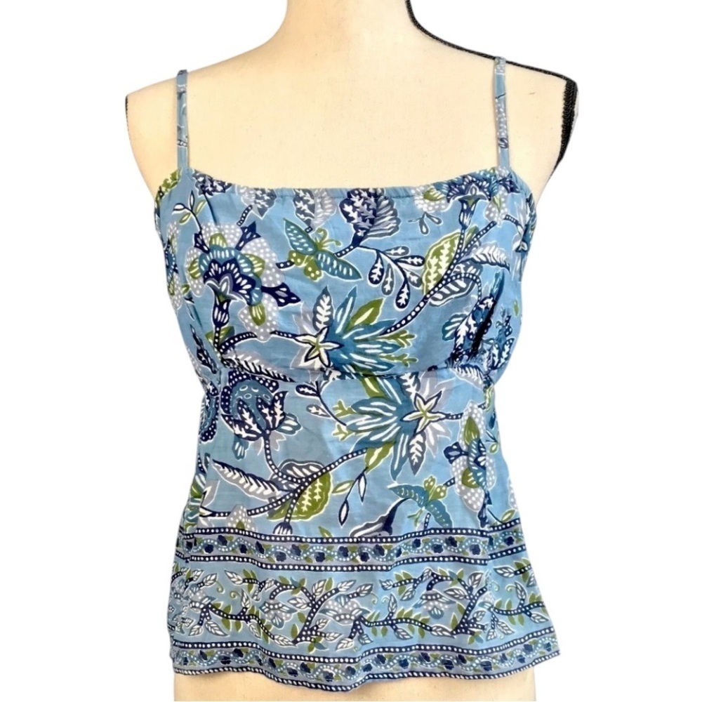 ✨ Blue Plate Floral Open Back Cami Top ✨ Size Medium 🌿 Y2K Cottagecore Summer
